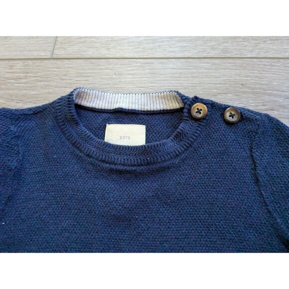 Mini Boden Navy Blue Knit Sweater Cotton Cashmere Blend Boys Size 2-3 - Picture 3 of 8